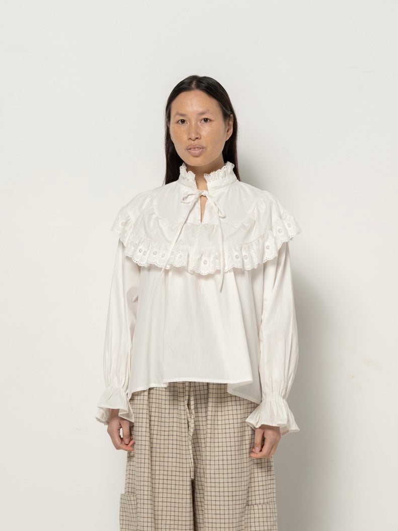 Margarete Blouse - White 40s Organic Cotton Poplin