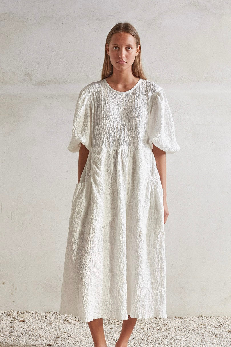 Piano Dress - White Powder Cotton