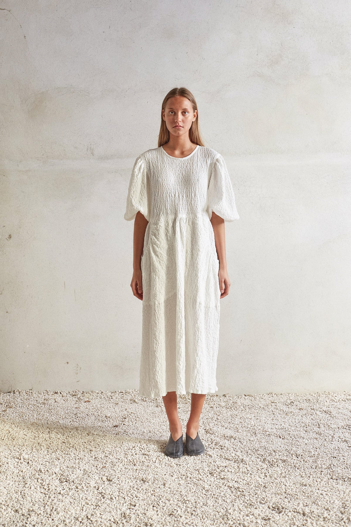 Piano Dress - White Powder Cotton