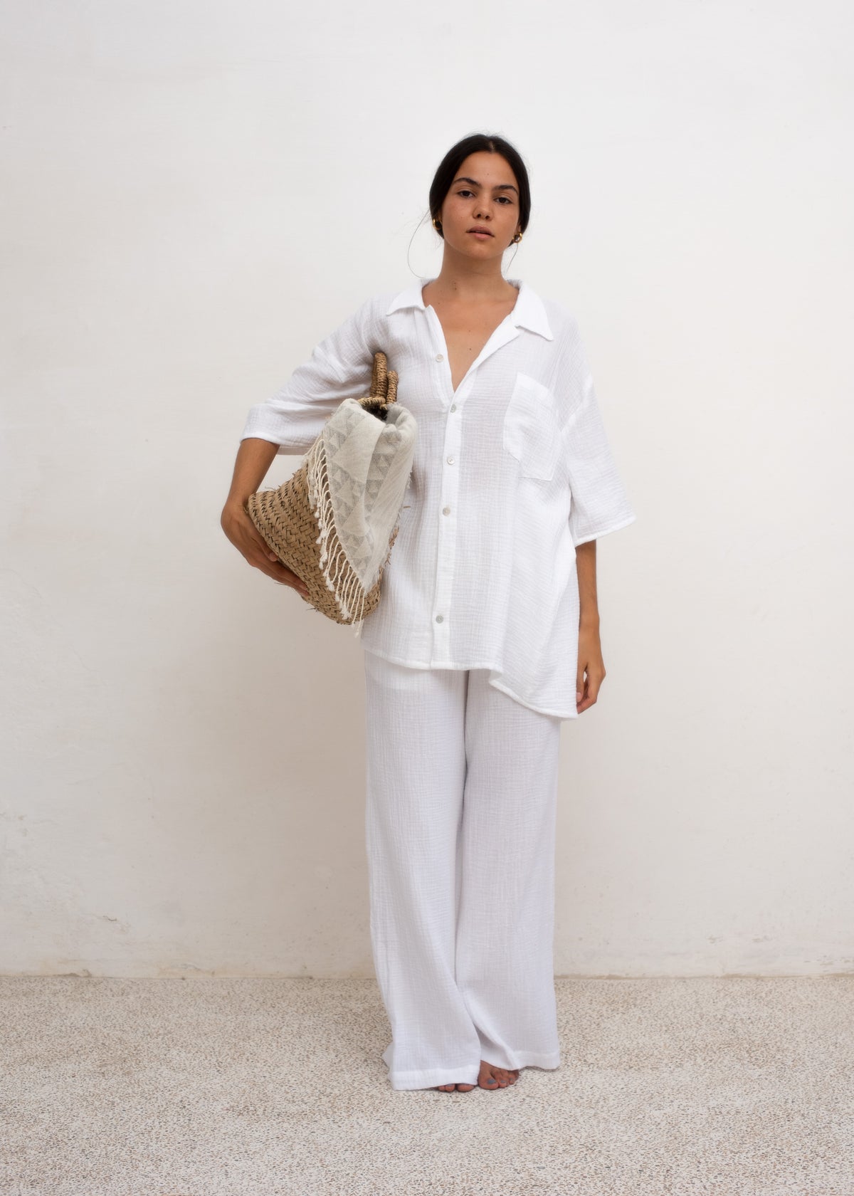 Lea Shirt — White Cotton Gauze