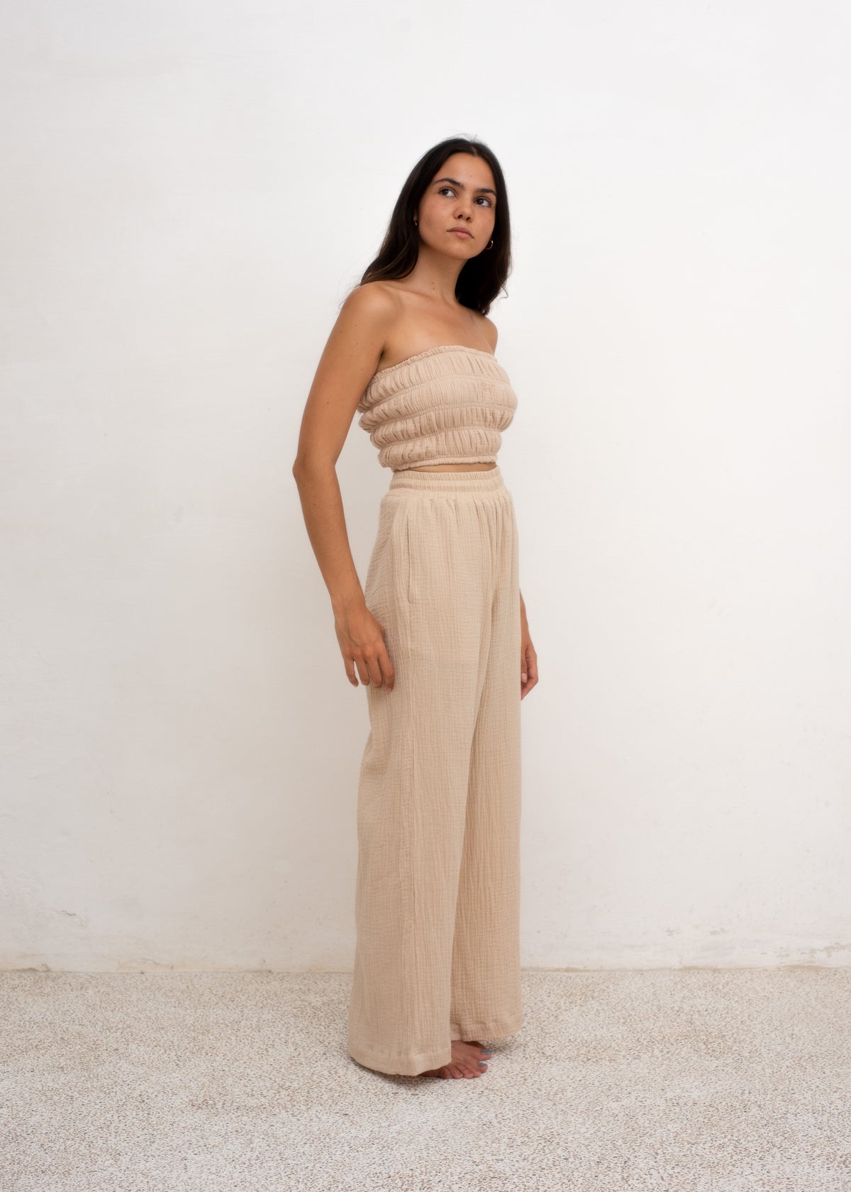 Lea Pants — Brown Cotton Gauze